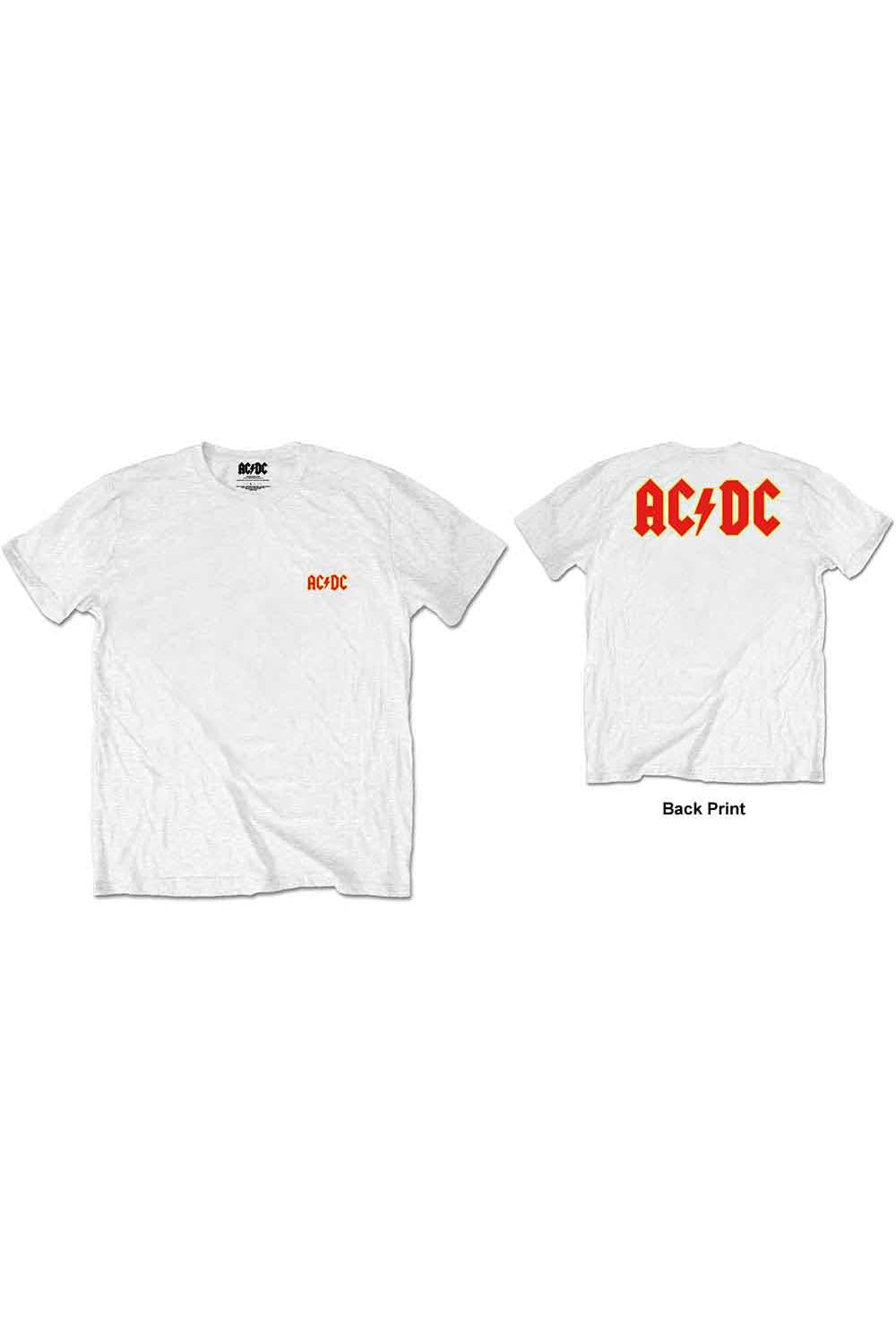 AC/DC Classic Logo Front/Back Print White Tshirt