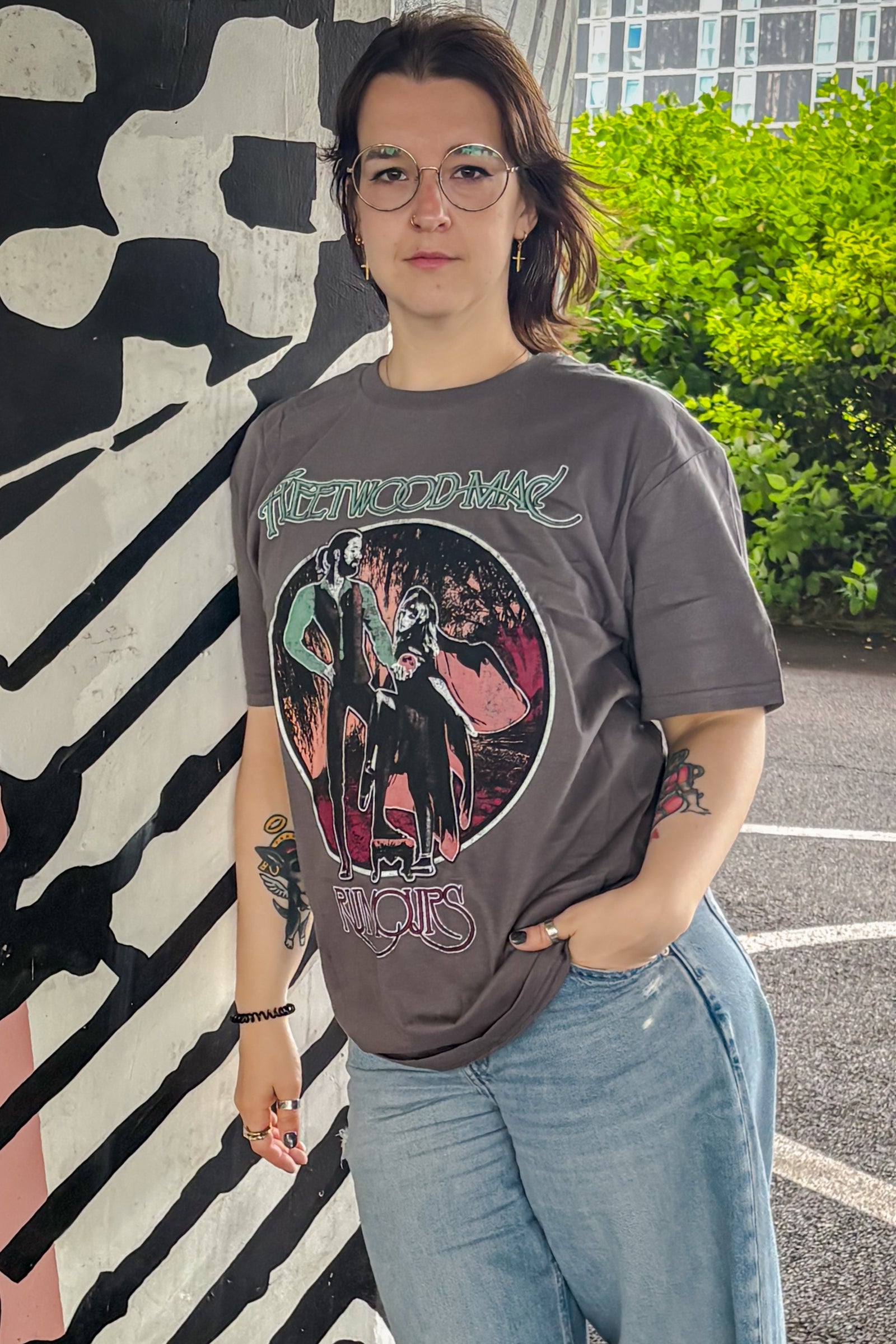 Fleetwood Mac Rumours Vintage Style Charcoal Grey Tshirt