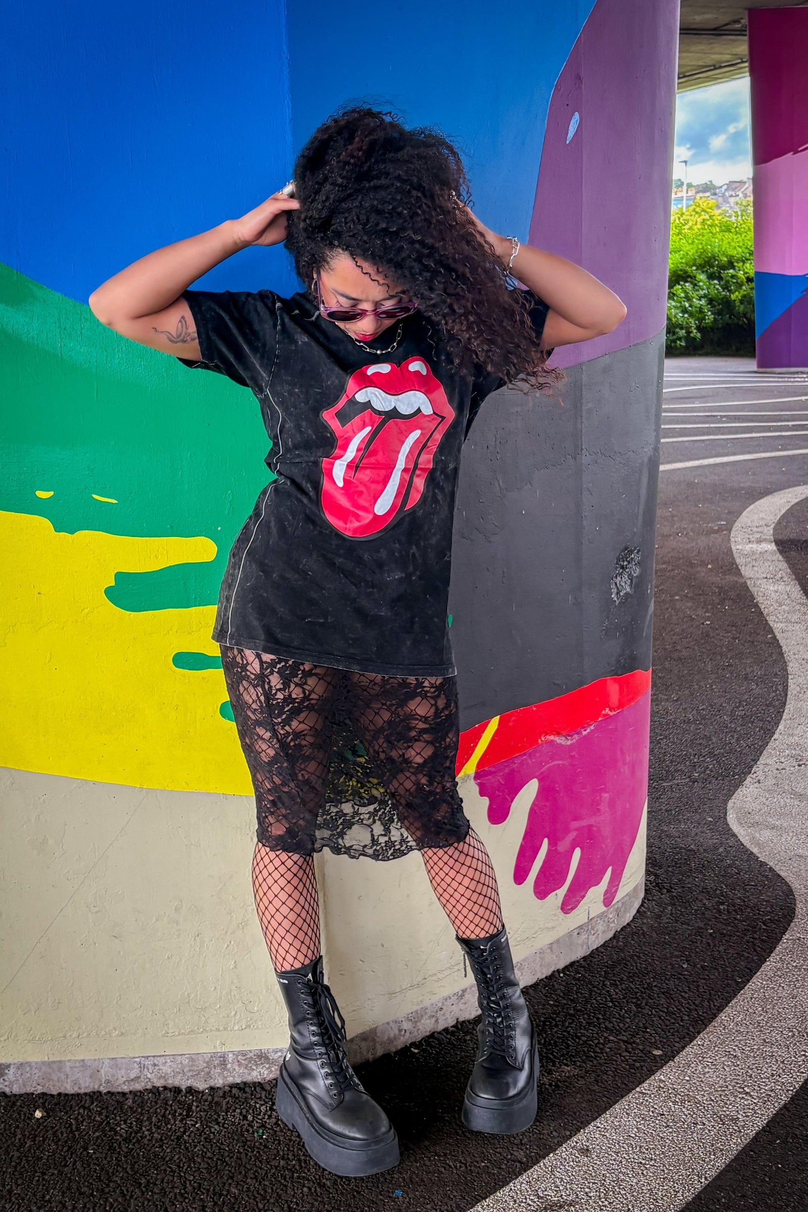 The Rolling Stones Washed Charcoal Seamed Tshirt