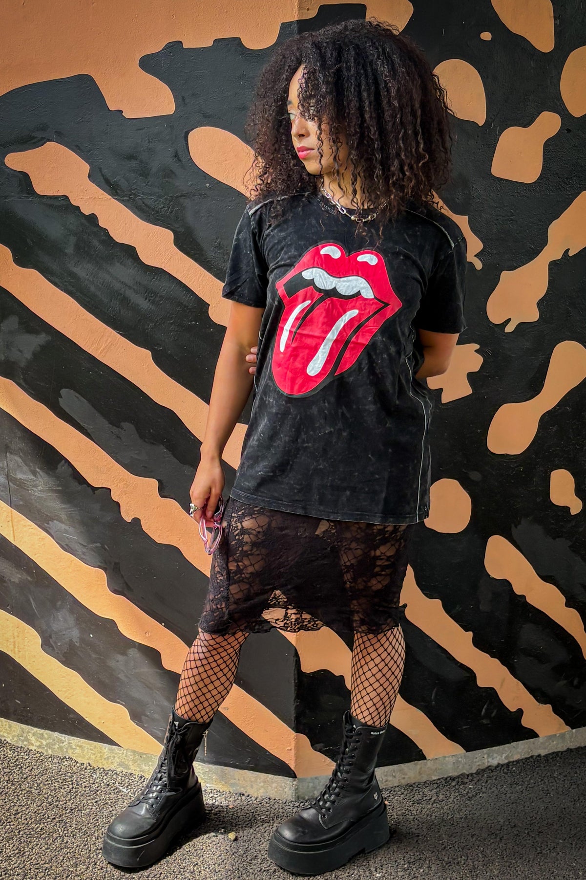 The Rolling Stones Washed Charcoal Seamed Tshirt
