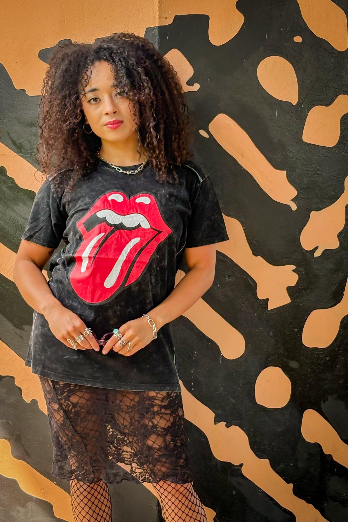 The Rolling Stones Washed Charcoal Seamed Tshirt