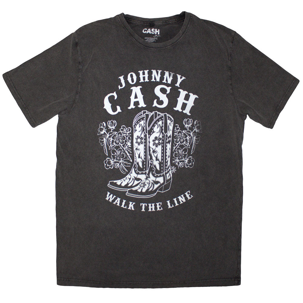 Johnny Cash Walk The Line Grey Stone Wash Tshirt