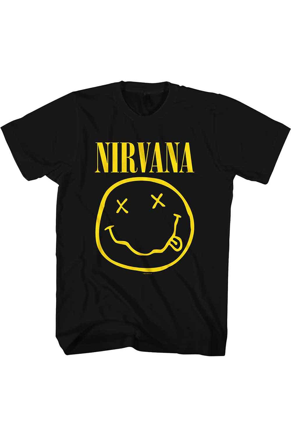 Nirvana Classic Happy Face Black Tshirt