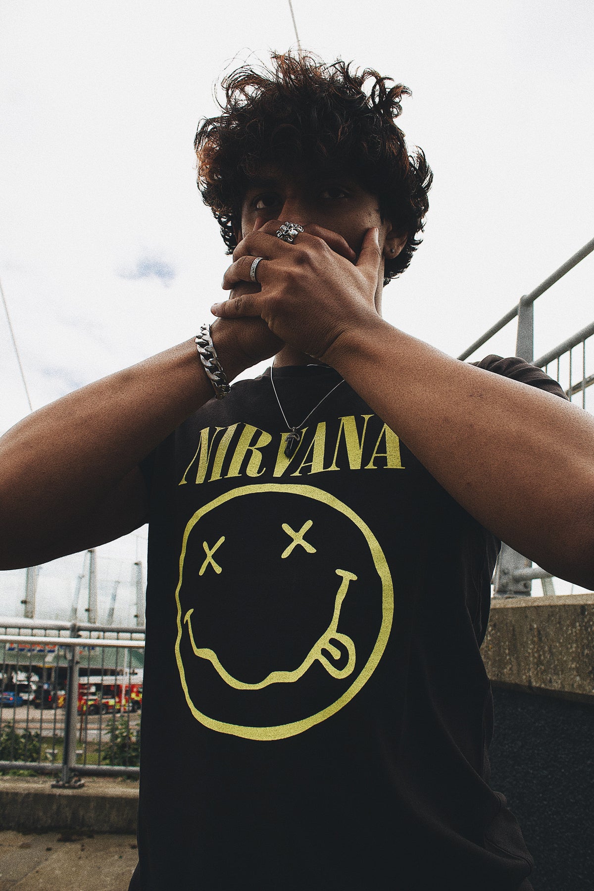 Nirvana Classic Happy Face Black Tshirt