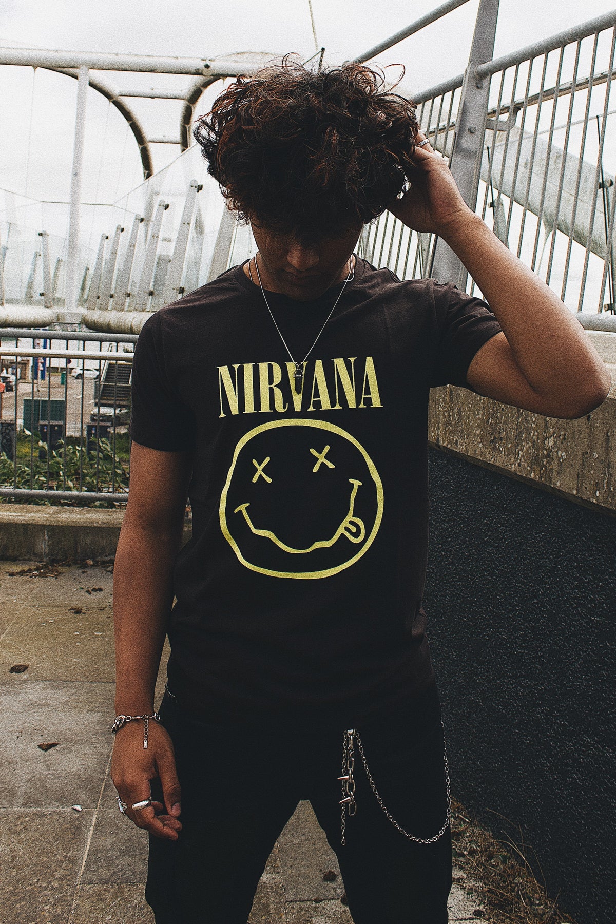 Nirvana Classic Happy Face Black Tshirt
