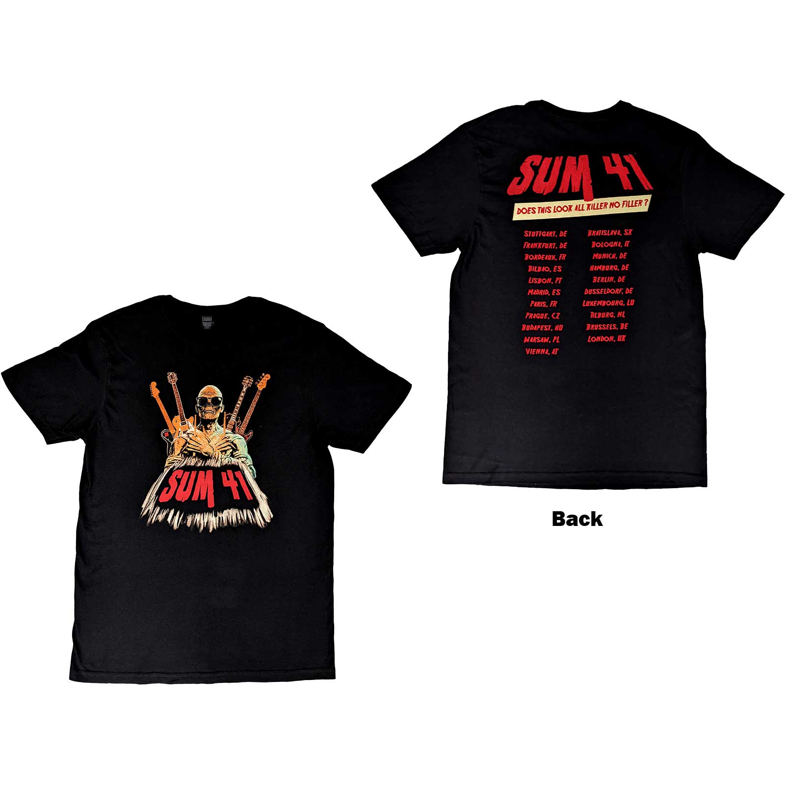 Sum 41 - Does This Look All Killer No Filler World Tour (Back Print) Tshirt - PRE ORDER