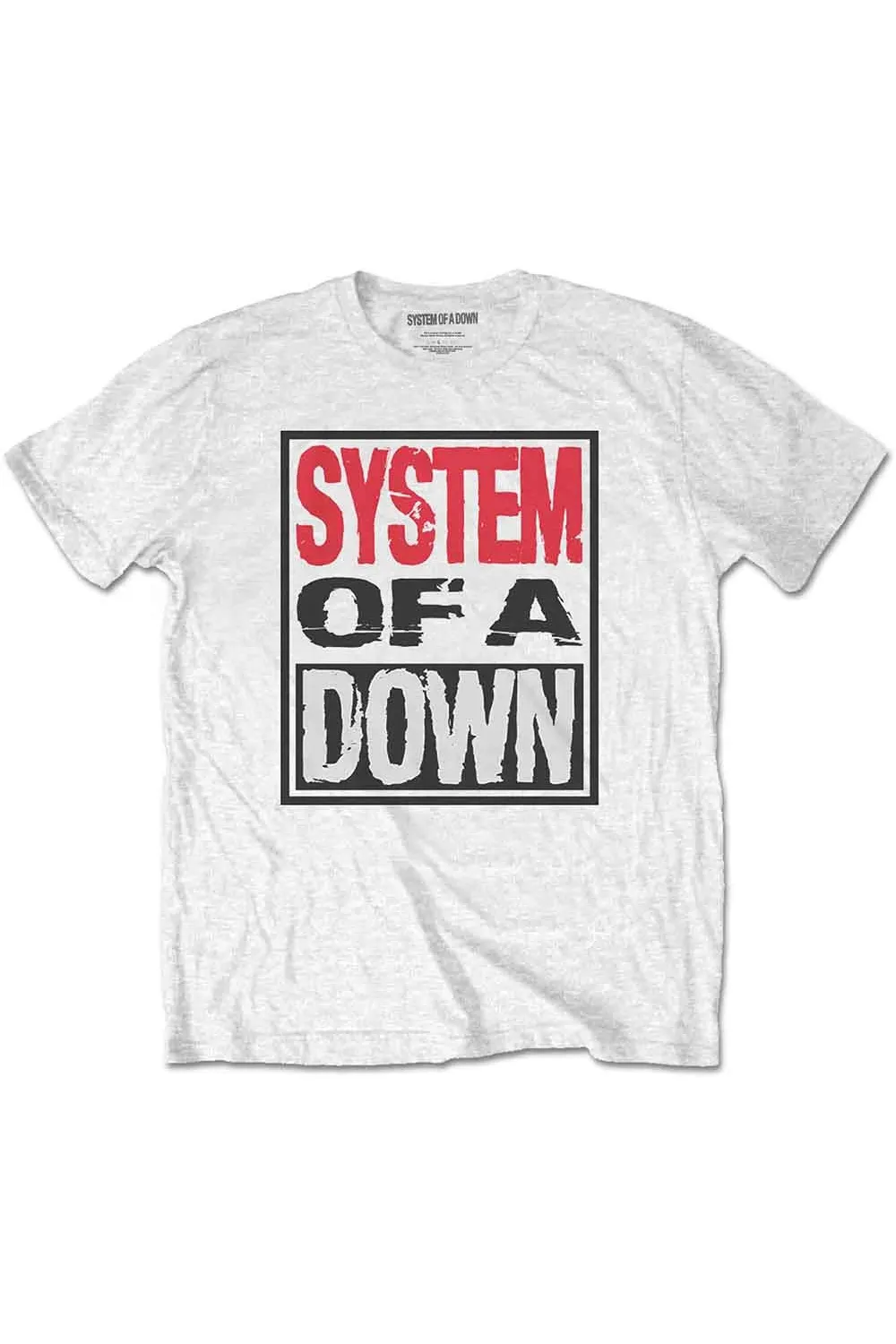 System of a Down Stacked Logo White Tshirt