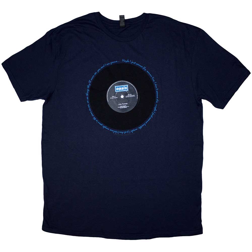 Oasis Live Forever Vinyl Navy Tshirt