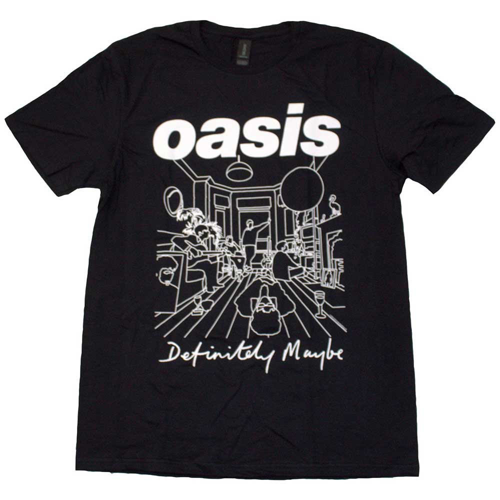 Oasis Definitely Maybe Line Art Black Tshirt