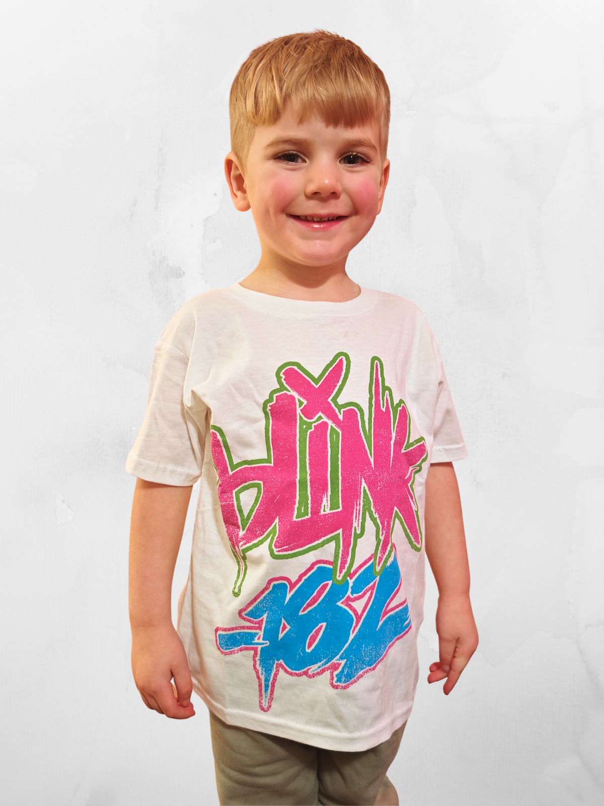 Blink 182 Neon Logo Kids White TShirt - PRE ORDER