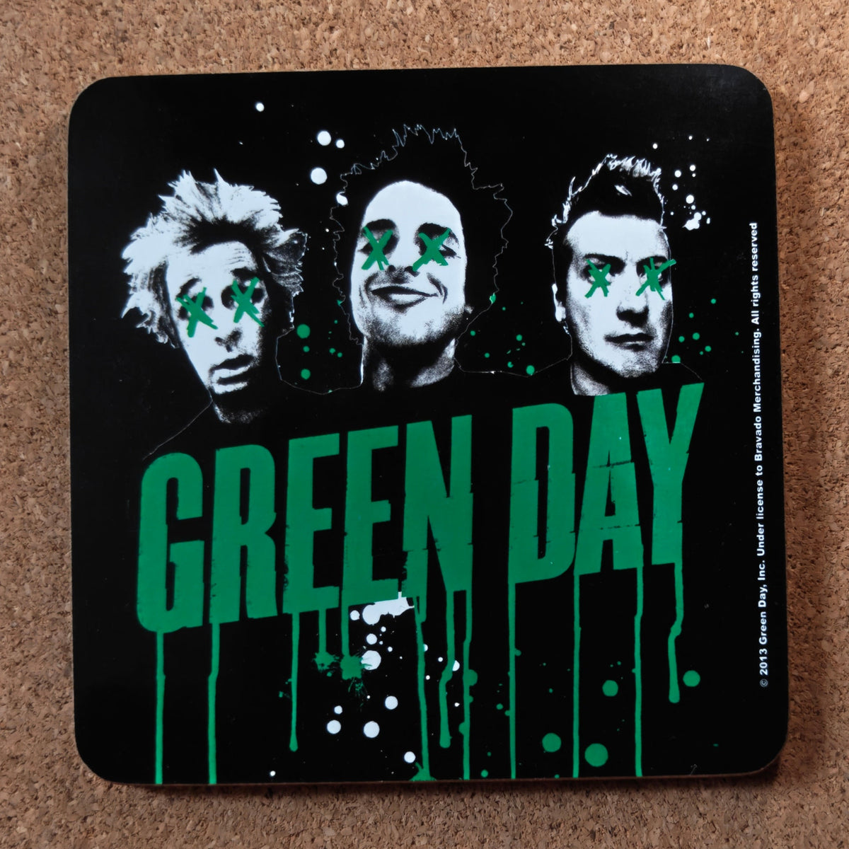Green Day Drip Logo Cork Coaster