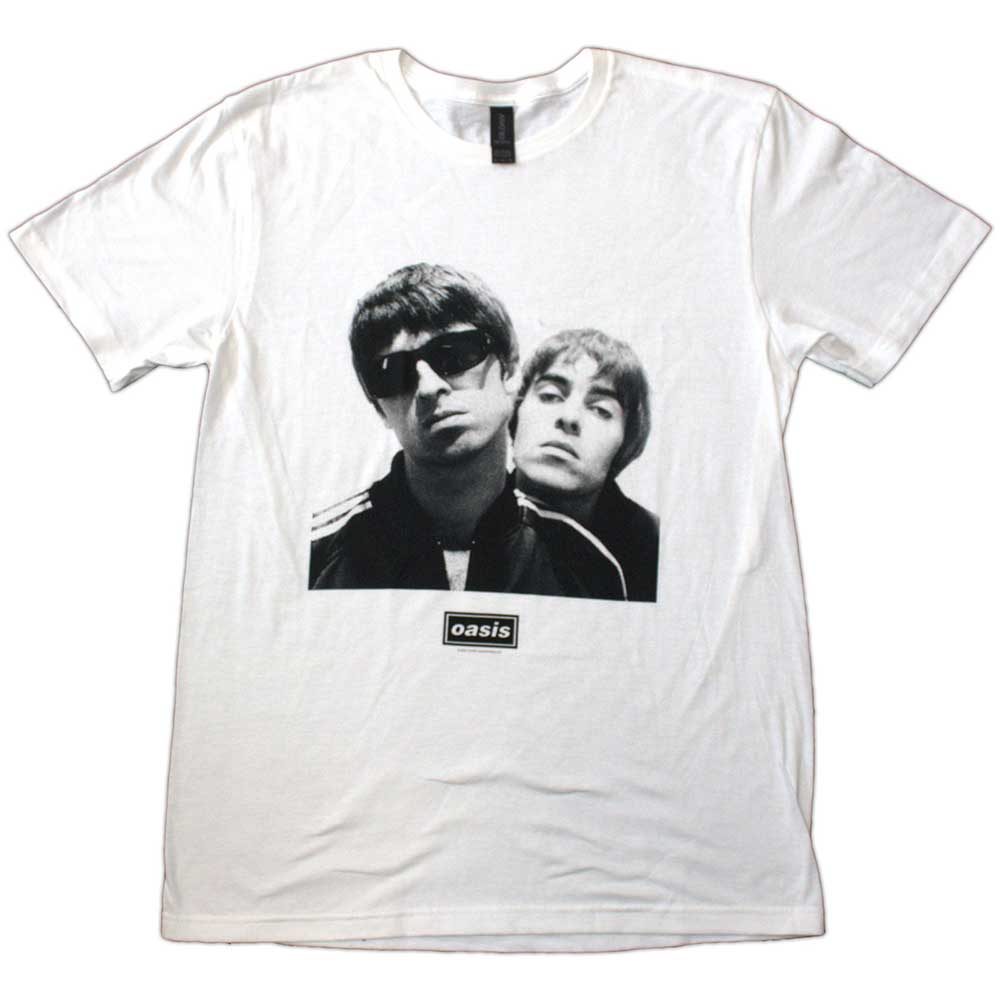 Oasis Liam and Noel Close Up White Tshirt