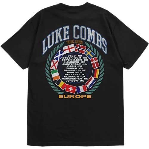 Luke Combs Europe 2023 Tour Black Tshirt