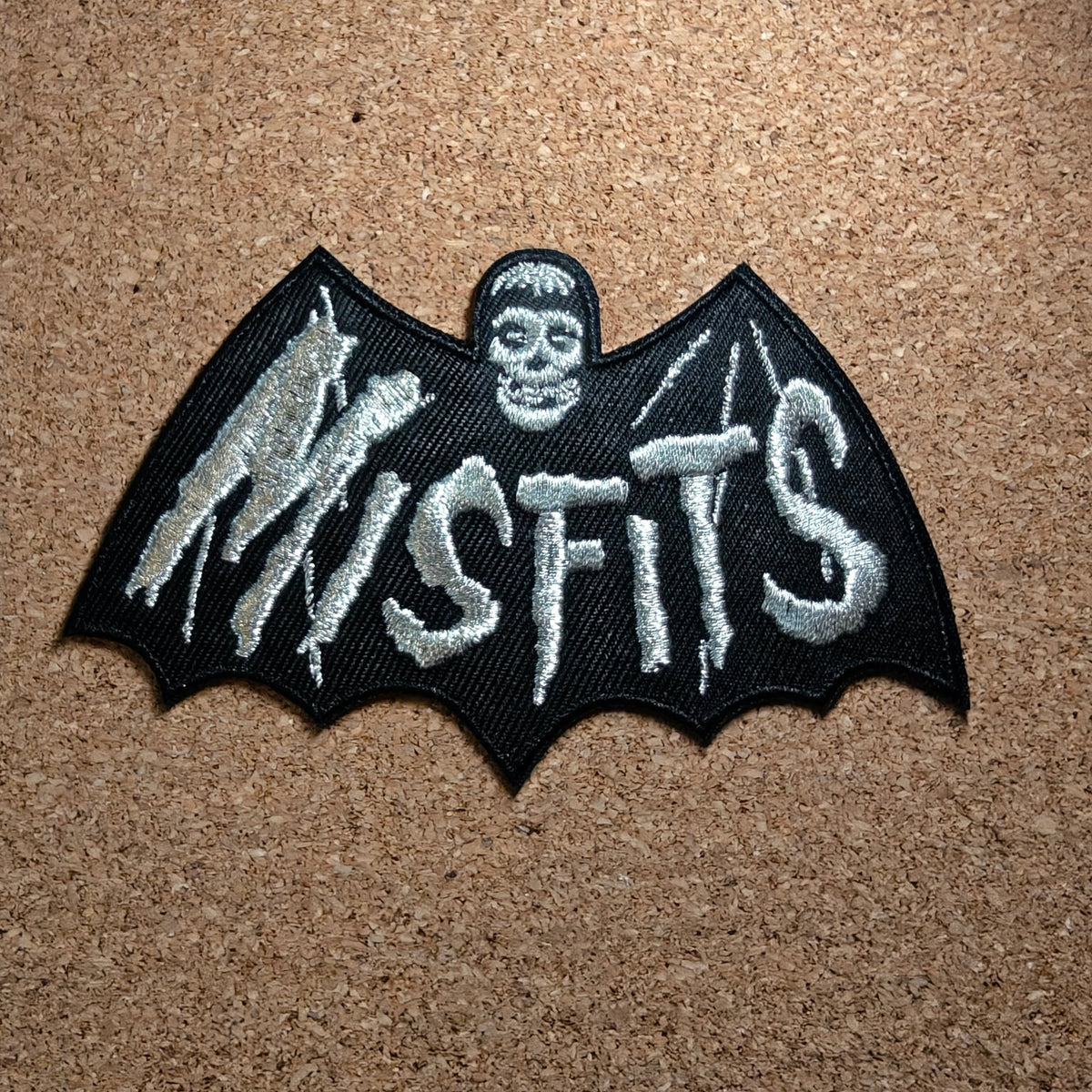 Misfits Silver Bat Patch (Iron On)