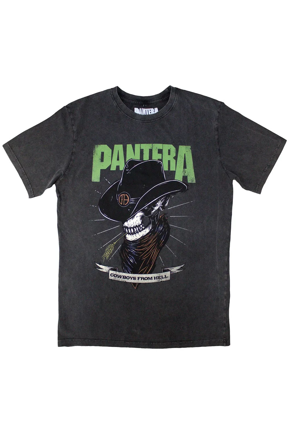 Pantera Cowboys From Hell Skull Grey Stonewash Tshirt