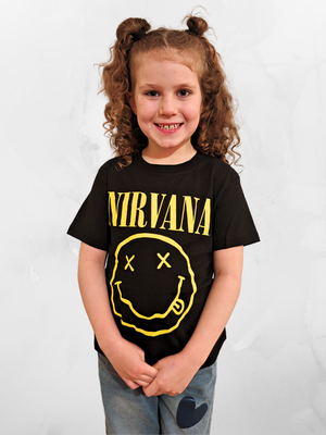 Nirvana Yellow Face Unisex Kids Black Tshirt - PRE ORDER