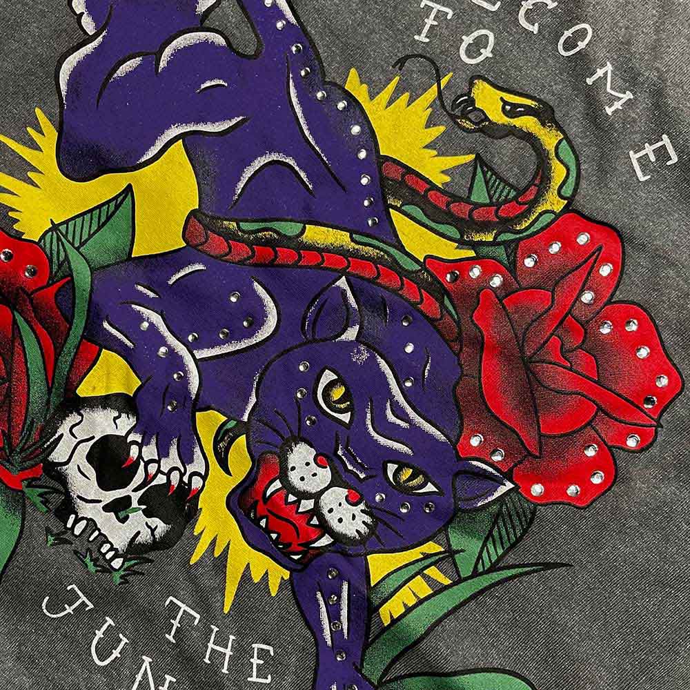 Guns N Roses Welcome To The Jungle Embellished Grey Tshirt