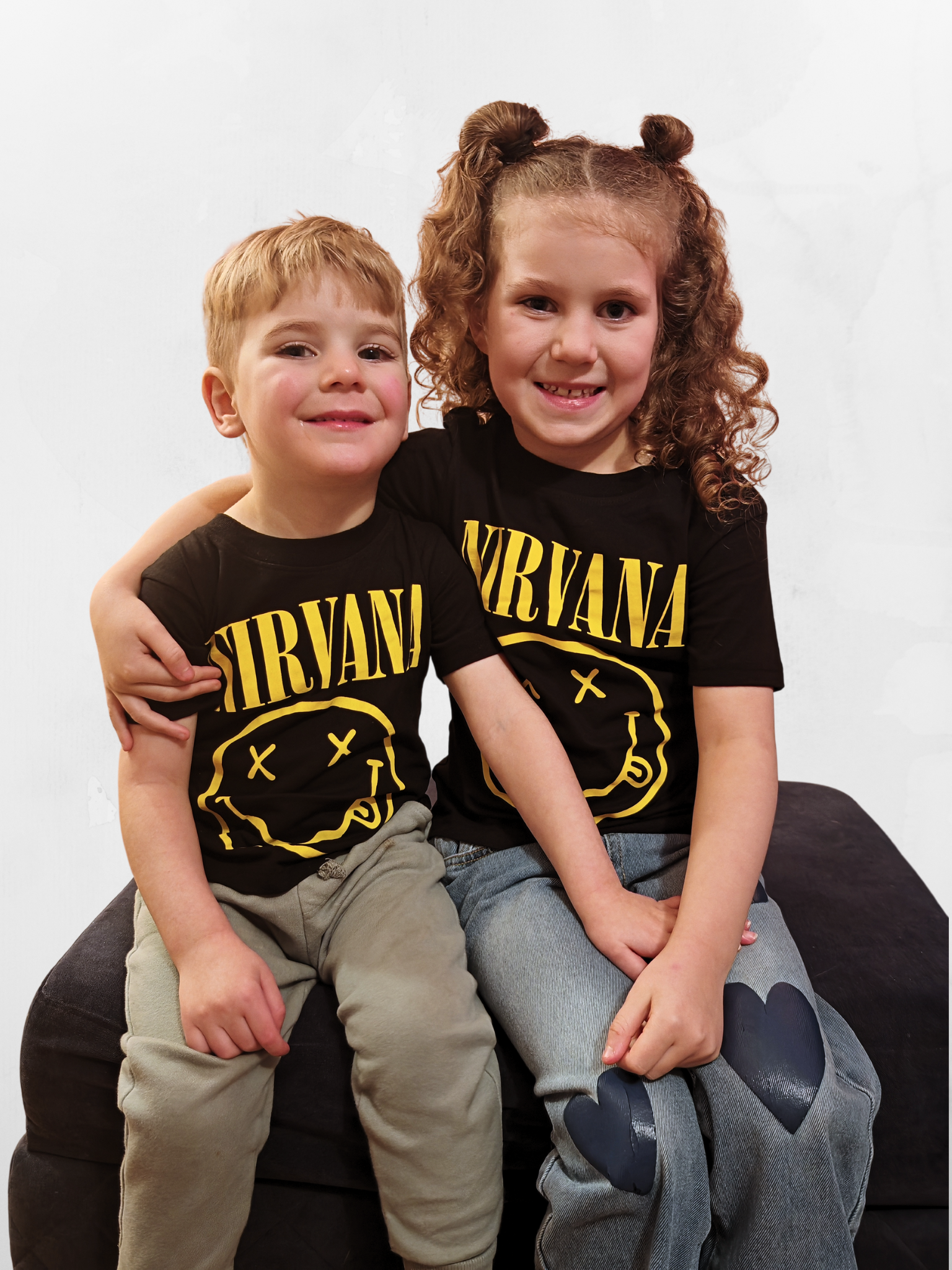 Nirvana Yellow Face Unisex Kids Black Tshirt - PRE ORDER