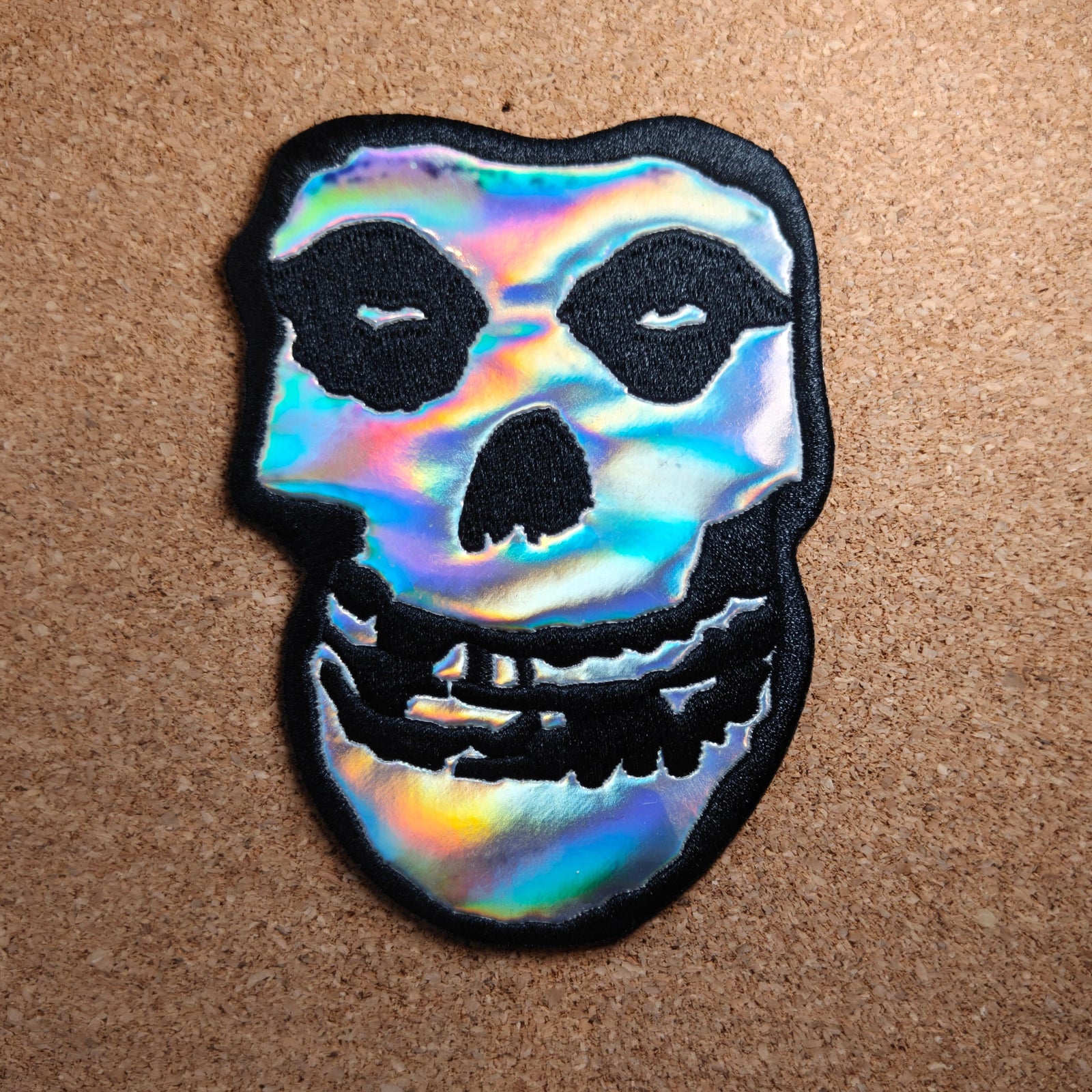 Misfits Silver Holographic Skull Patch (Iron On)