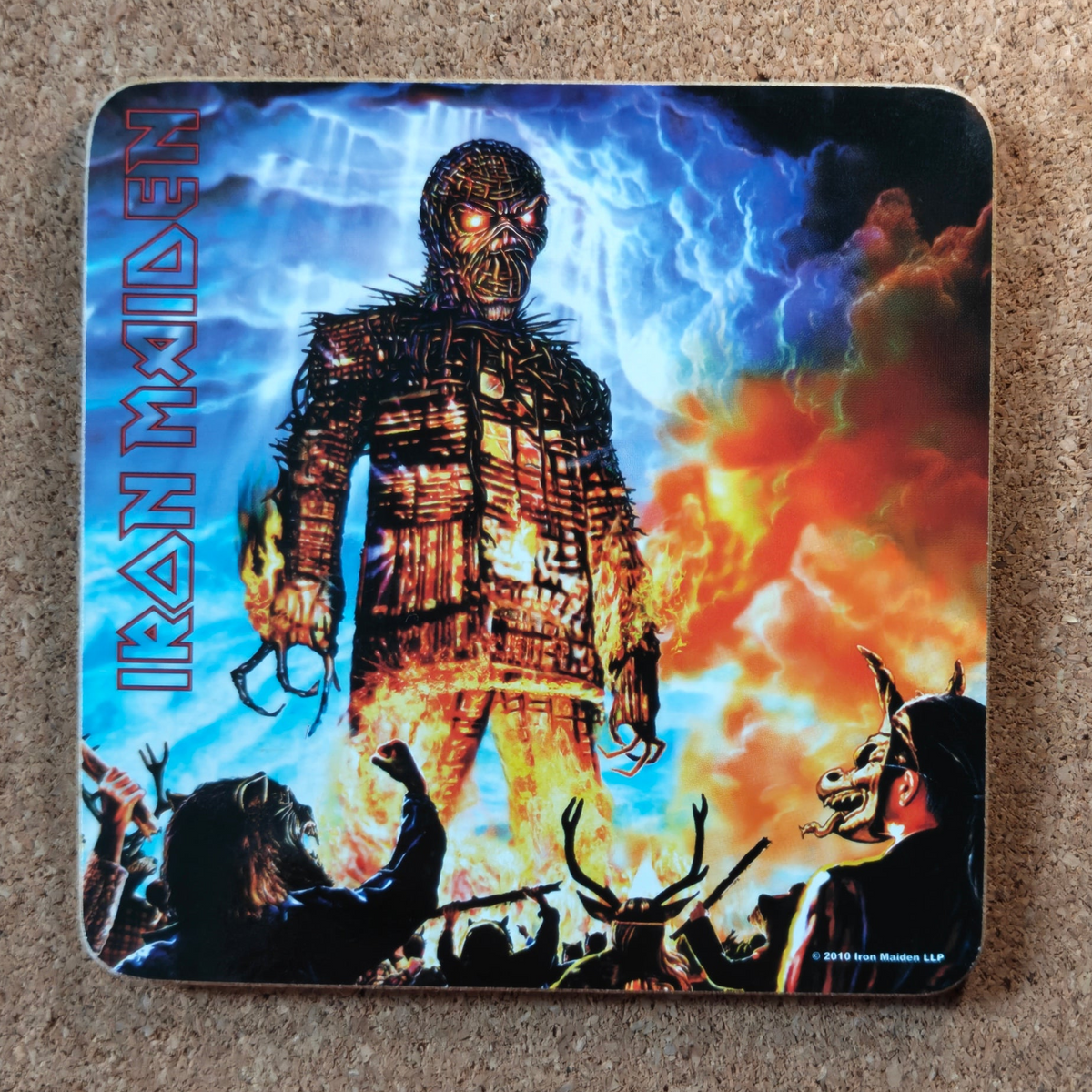 Iron Maiden Wicker Man Cork Coaster