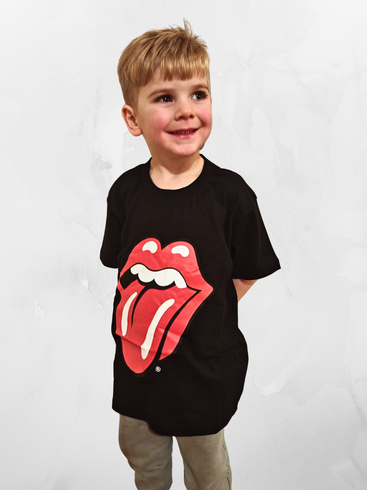 The Rolling Stones Tongue Print Unisex Kids Black Tshirt