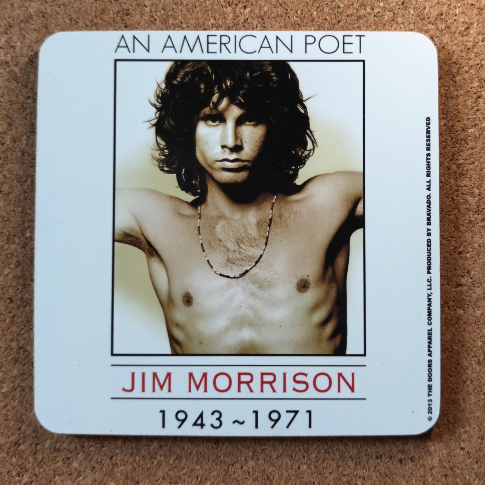 Jim Morrison American Poet Cork Coaster