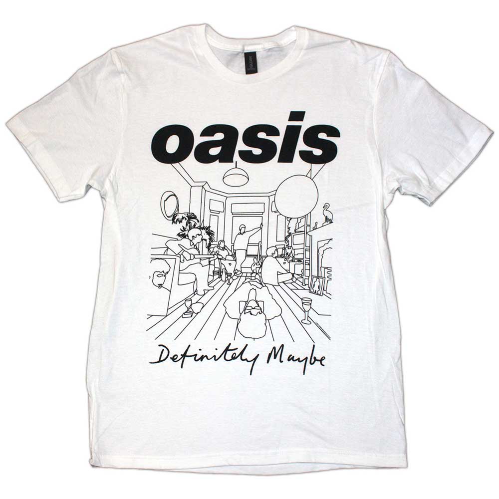 Oasis Definitely Maybe Line Art White Tshirt