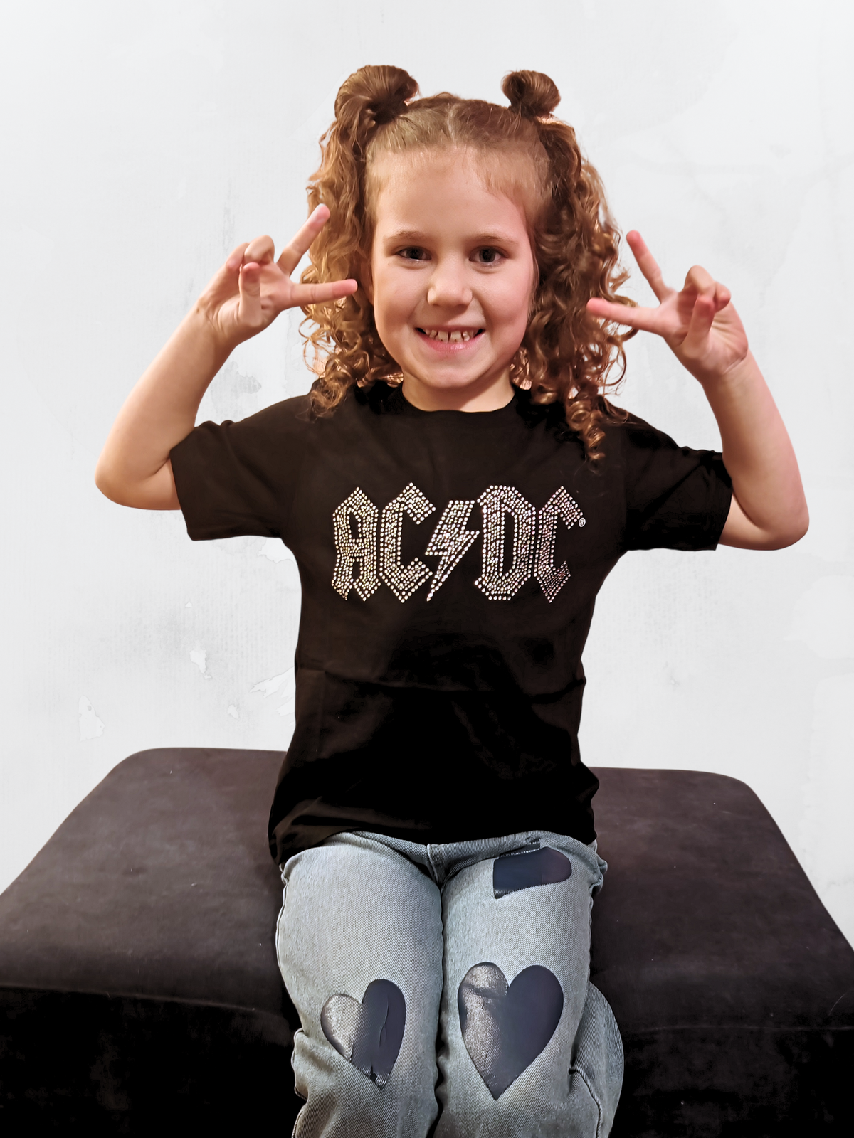 AC/DC Embellished Unisex Kids Black Tshirt