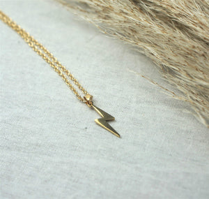 Gold Lightning Bolt Pendant Necklace