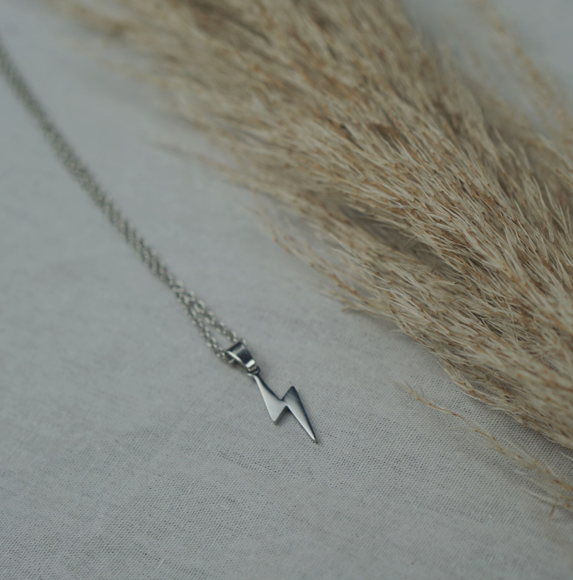 Silver Lightning Bolt Pendant Necklace