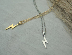 Gold Lightning Bolt Pendant Necklace