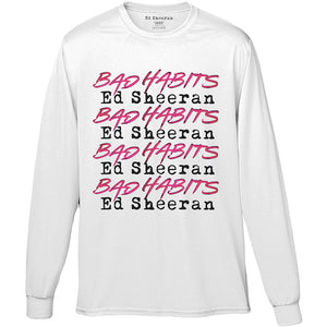 Ed Sheeran - Bad Habits (Long Sleeved White) Tshirt - PRE ORDER