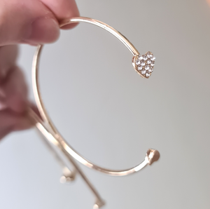 Gold Diamanté Heart Cuff Bracelet - Rebel Rebel Boutique