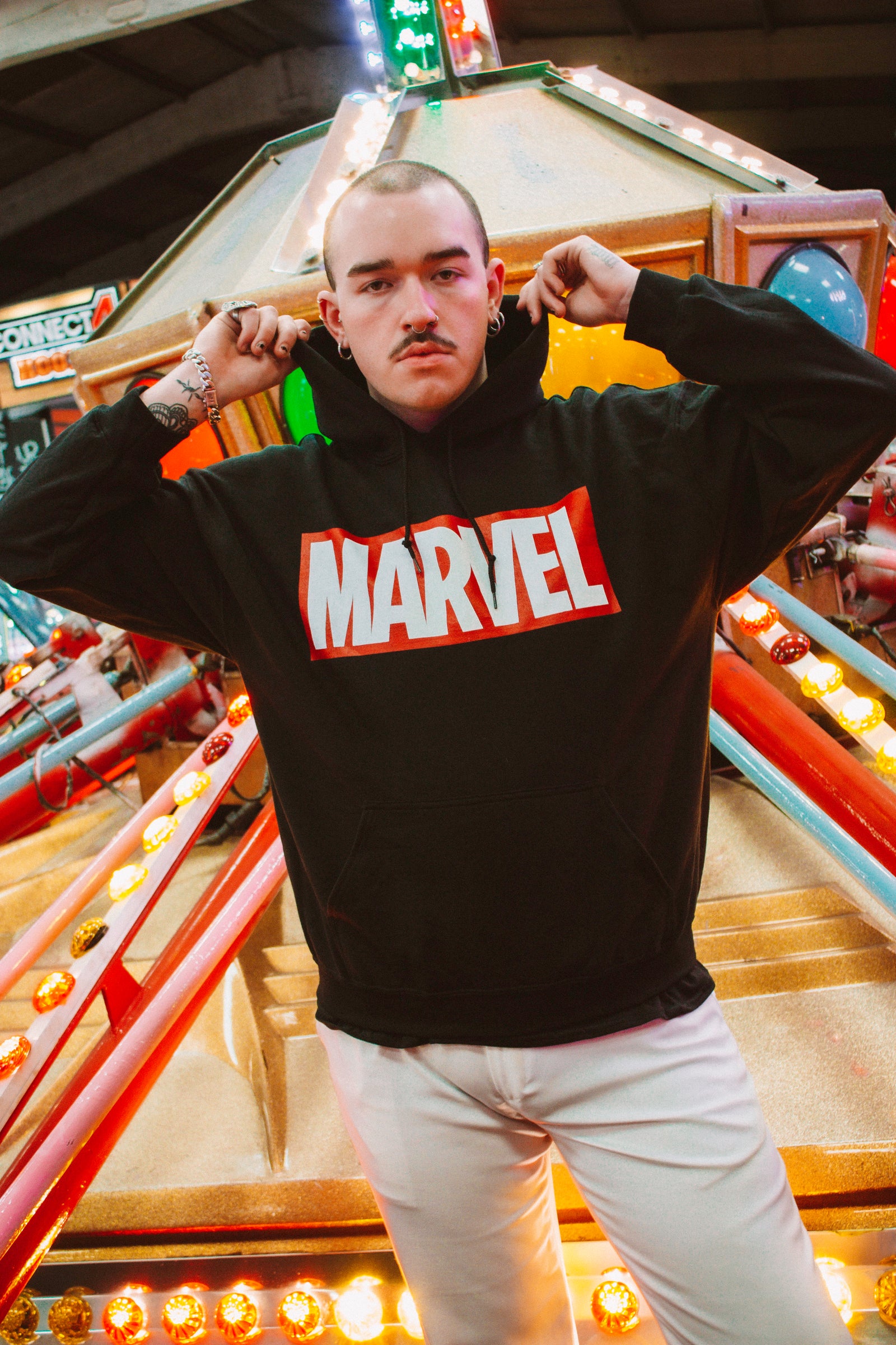 Marvel Logo Black Licensed Unisex Hoodie