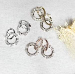 Silver Diamanté Circle Earrings - Rebel Rebel Boutique