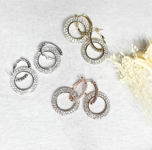 Gold Diamanté Circle Earrings - Rebel Rebel Boutique