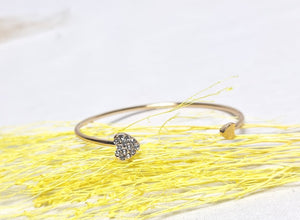 Gold Diamanté Heart Cuff Bracelet - Rebel Rebel Boutique