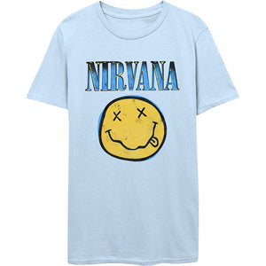Nirvana Happy Face - Xerox Blue Tshirt - PRE ORDER
